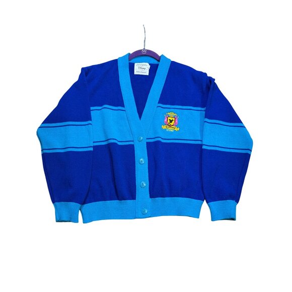 Vintage Disney Store Cast Member Cardigan Sweater Blue Stripes Embroidered Crest - Picture 16 of 16